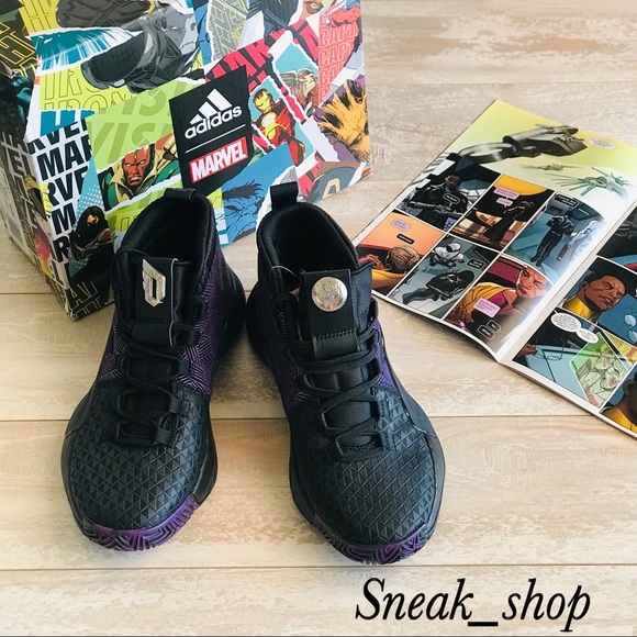 NWT Adidas Dame 5 Marvel “ Black Panther” Shoes - Picture 2 of 7